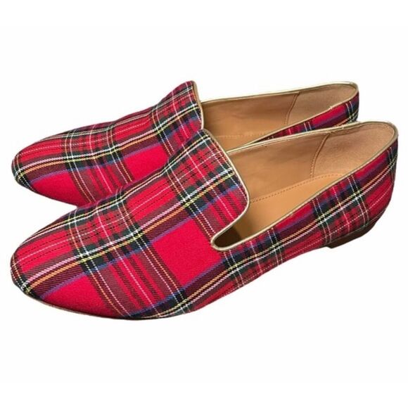 J. Crew Factory Vibrant Plaid Flats - Picture 1 of 6